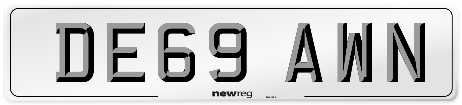 DE69 AWN Number Plate from New Reg